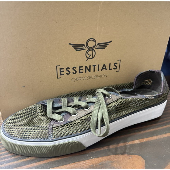 NEW ESSENTIAL CREATIVE CAMO ARMY GREEN MESH CASUAL SNEAKERS SHOES SZ 9.5 43 - Picture 1 of 9